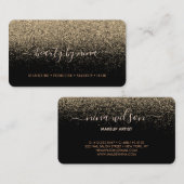 Chic Black Gold Glitter Handtekening Visitekaartje (Voorkant / Achterkant)
