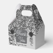 Chic Black Gold Glitter & Ribbon 16e verjaardag Bedankdoosjes (Achterkant)