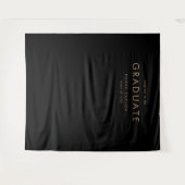 Chic Black Gold Graduate Graduation Photo Backdrop Wandkleed (Voorkant (horizontaal))