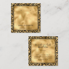 Chic Black Gold Leopard-kaart voor afdruk met oorm Vierkante Visitekaartje