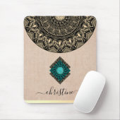 chic black gold mandala burlap name muispad muismat (Met muis)