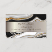Chic Black Gold Marble Stone Stripe Klantenkaartje (Achterkant)