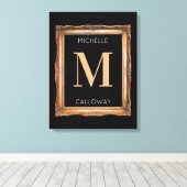 Chic Black & Gold Monogram Canvas Afdruk (Insitu (Houten vloer))