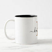 Chic Black Gold Monogram Elegante Script Naam Mok (Links)