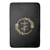 Chic Black Gold Monogram Eucalyptus Wreate Badmat (Voorkant Verticaal)