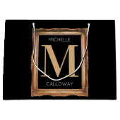 Chic Black & Gold Monogram Groot Cadeauzakje (Voorkant)