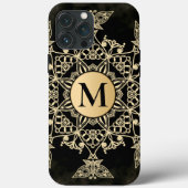 Chic black gold monogram mandala girly Case-Mate iPhone case (Achterkant)