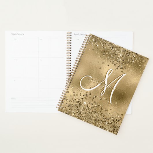 Chic Black Gold Parties scintillant Monogramme Nom (Devant avec enveloppe)