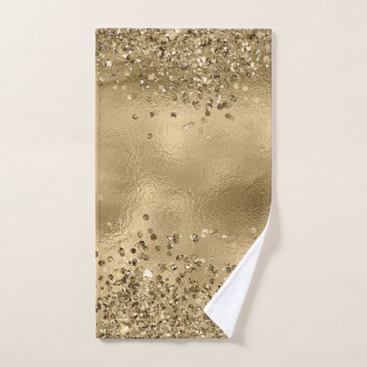 Chic Black Gold Parties scintillant Monogramme Nom (Serviette à main)