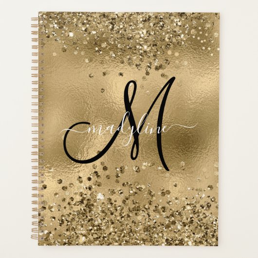 Chic Black Gold Parties scintillant Monogramme Nom (Devant)