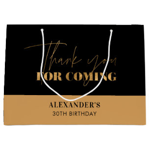 Chic Black Gold Script Verjaardag Bedankt Groot Cadeauzakje