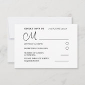 Chic Black & Gold Wedding RSVP (Achterkant)