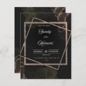 Chic Black & Gold Wedding Stylish Invitation (Voorkant / Achterkant)