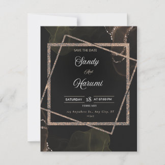 Chic Black & Gold Wedding Stylish Invitation