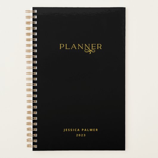 Chic Black Gold Weekly Maandelijkse naam Niet-geda Planner (Voorkant)