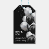 Chic Black Grey Ballon Verjaardag Cadeaulabel (Achterkant)