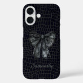 chic black grey crocodile coquette bow monogram Case-Mate iPhone case (Achterkant)