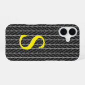 Chic Black Herringbone Chevron Zig Zag Monogram iPhone 16 Hoesje (Achterkant horizontaal)