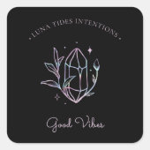 Chic Black Holographique Étiquette d'intention bou (Devant)