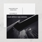  Chic Black Kantoor gebouw verhuizen Aankondigingskaart (Voorkant / Achterkant)