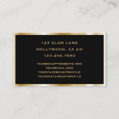 Chic Black Leather Gold Eyelash Extensions Makeup Visitekaartje (Achterkant)