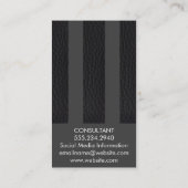 Chic Black Leather Stripes Visitekaartje (Achterkant)