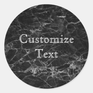 Chic Black Marble Pattern Modern Personalize Ronde Sticker