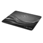 Chic Black Metallic Luxury Monogram Snijplank (Hoek)