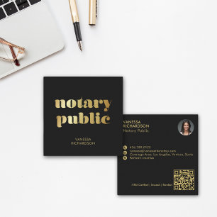 Chic Black Modern Gold Notaris Publieke Marketing Vierkante Visitekaartje