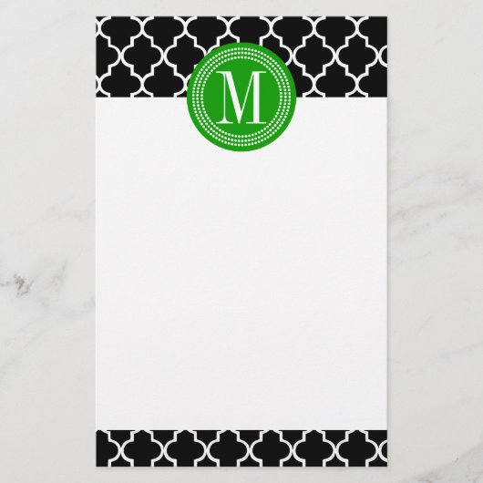 Chic Black Moroccan Lattice Persoonlijk Briefpapier (Voorkant)