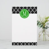 Chic Black Moroccan Lattice Persoonlijk Briefpapier (Staand voorkant)