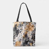 Chic Black Peach White Leopard Animal Print Draagtas (Achterkant)