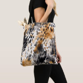 Chic Black Peach White Leopard Animal Print Draagtas (Dichtbij)