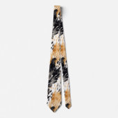 Chic Black Peach White Leopard Animal Print Stropdas (Voorkant)
