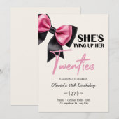 Chic Black & Pink Bow 30th Birthday Invitation (Devant / Derrière)
