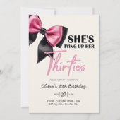 Chic Black & Pink Bow 40th Birthday Invitation (Devant)