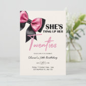 Chic Black & Pink Bow Invitation de 30e anniversai (Debout devant)