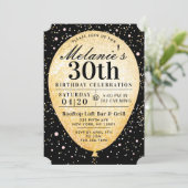 Chic Black Pink & Gold Balloon uitnodiging van afg (Staand voorkant)