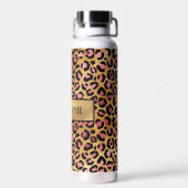 Chic Black Pink Gold Leopard Afdrukken op maat Waterfles (Achterkant)