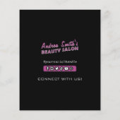 Chic Black Pink Moderne Prijslijst Salon Diensten Flyer (Achterkant)