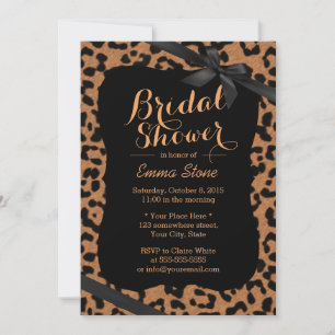 Chic Black Ribbon Leopard Print Vrijgezellenfeest Kaart