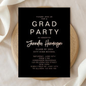 Chic Black Roos Gold Calligraphy Afstuderen Folie Uitnodiging