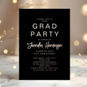 Chic Black Roos Gold Calligraphy Afstuderen Folie Uitnodiging