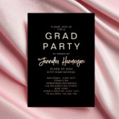 Chic Black Roos Gold Calligraphy Afstuderen Folie Uitnodiging