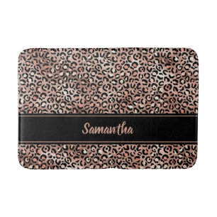 Chic Black Roos Gold Leopard Afdrukken op maat Badmat