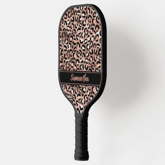 Chic Black Roos Gold Leopard Afdrukken op maat Pickleball Paddle (Links)