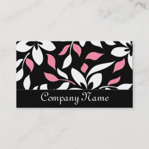 Chic Black/Roze & White Floral Visitekaartjes
