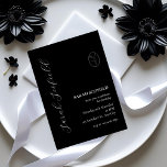 Chic Black Script 30th Birthday Invitation<br><div class="desc">Faites une déclaration audacieuse et élégante avec cette invitation d'anniversaire d'arrière - plan noir moderne. Doté d'une gracieuse calligraphie blanche, de détails de serif classiques et d'un délicat accent floral d'art linéaire, ce design minimaliste est parfait pour fêter un 30ème anniversaire - ou toute étape - avec élégance et impact....</div>