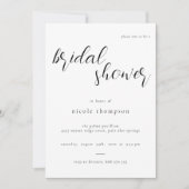 Chic Black Script Bridal Shower Invitation Minimal (Devant)
