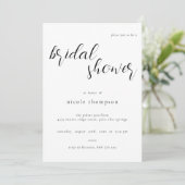 Chic Black Script Bridal Shower Invitation Minimal (Debout devant)